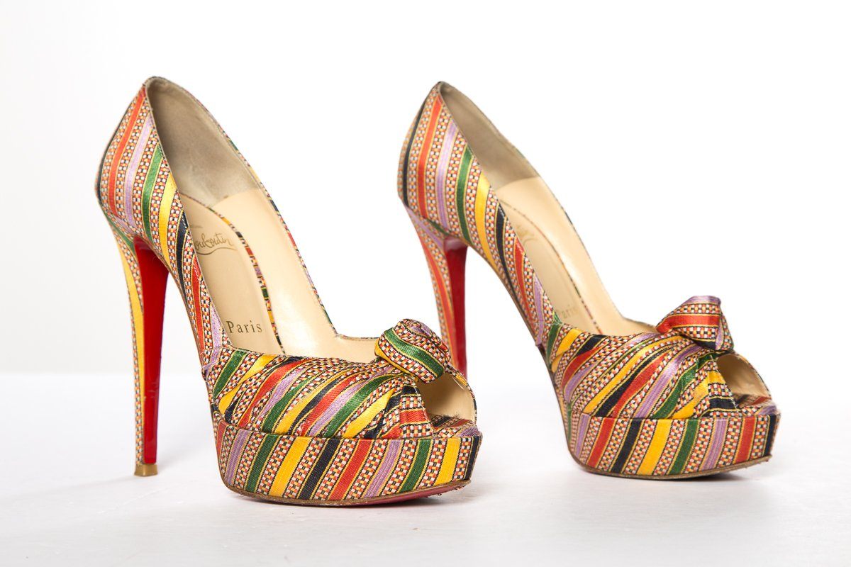 Christian Louboutin Striped Greissmo 140 Pumps SZ 37.5 Sale