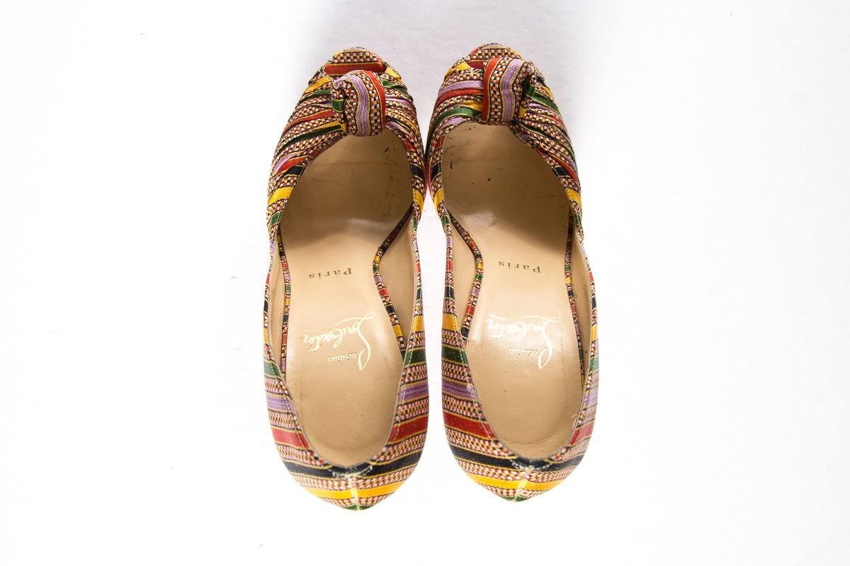 Christian Louboutin Striped Greissmo 140 Pumps SZ 37.5 Sale