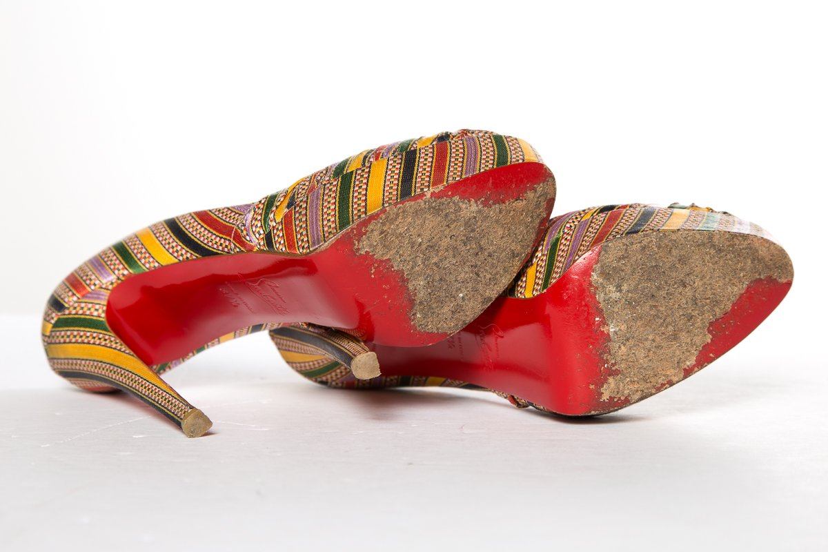 Christian Louboutin Striped Greissmo 140 Pumps SZ 37.5 Sale