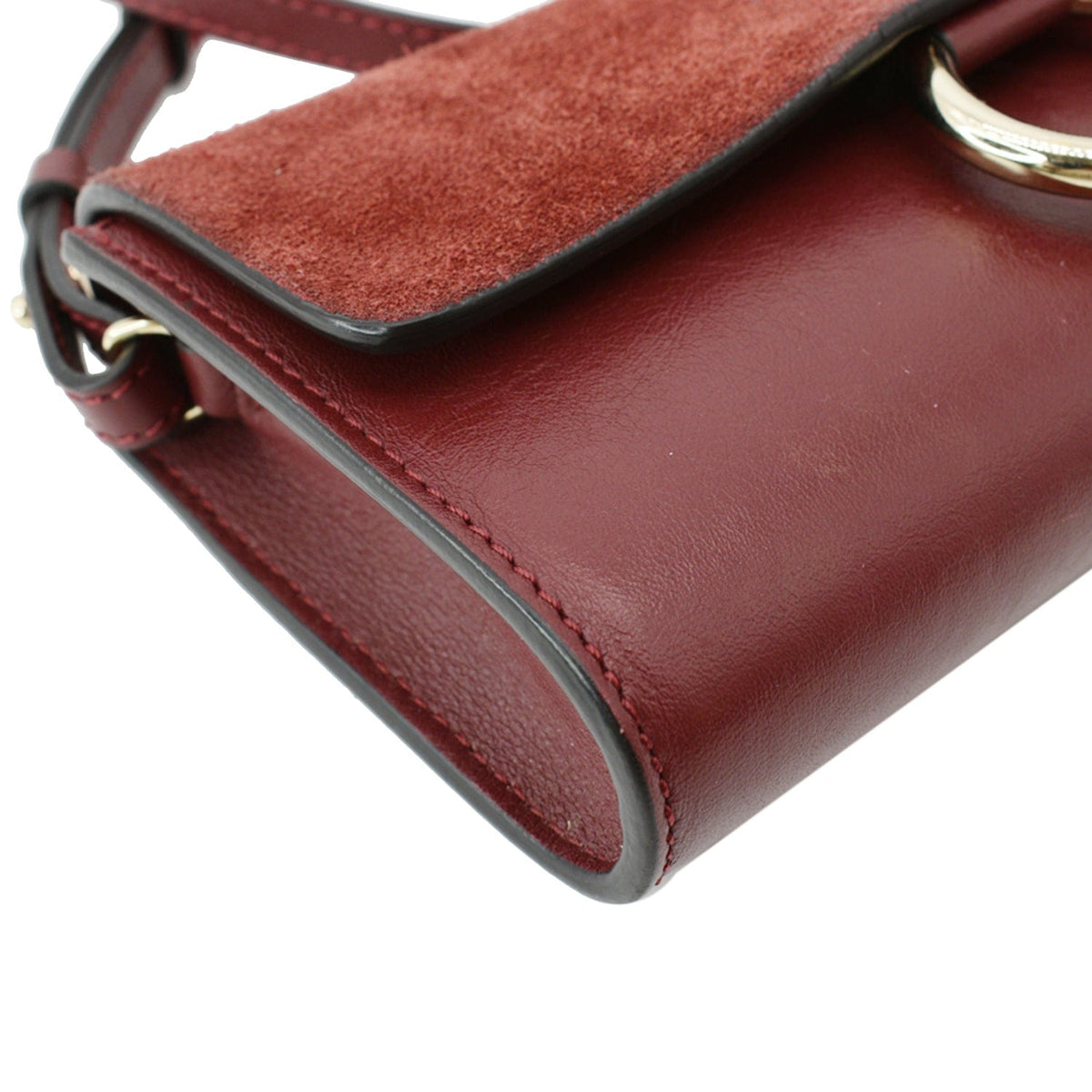 Chloe Mini Faye Suede Calfskin Leather Shoulder Bag Red