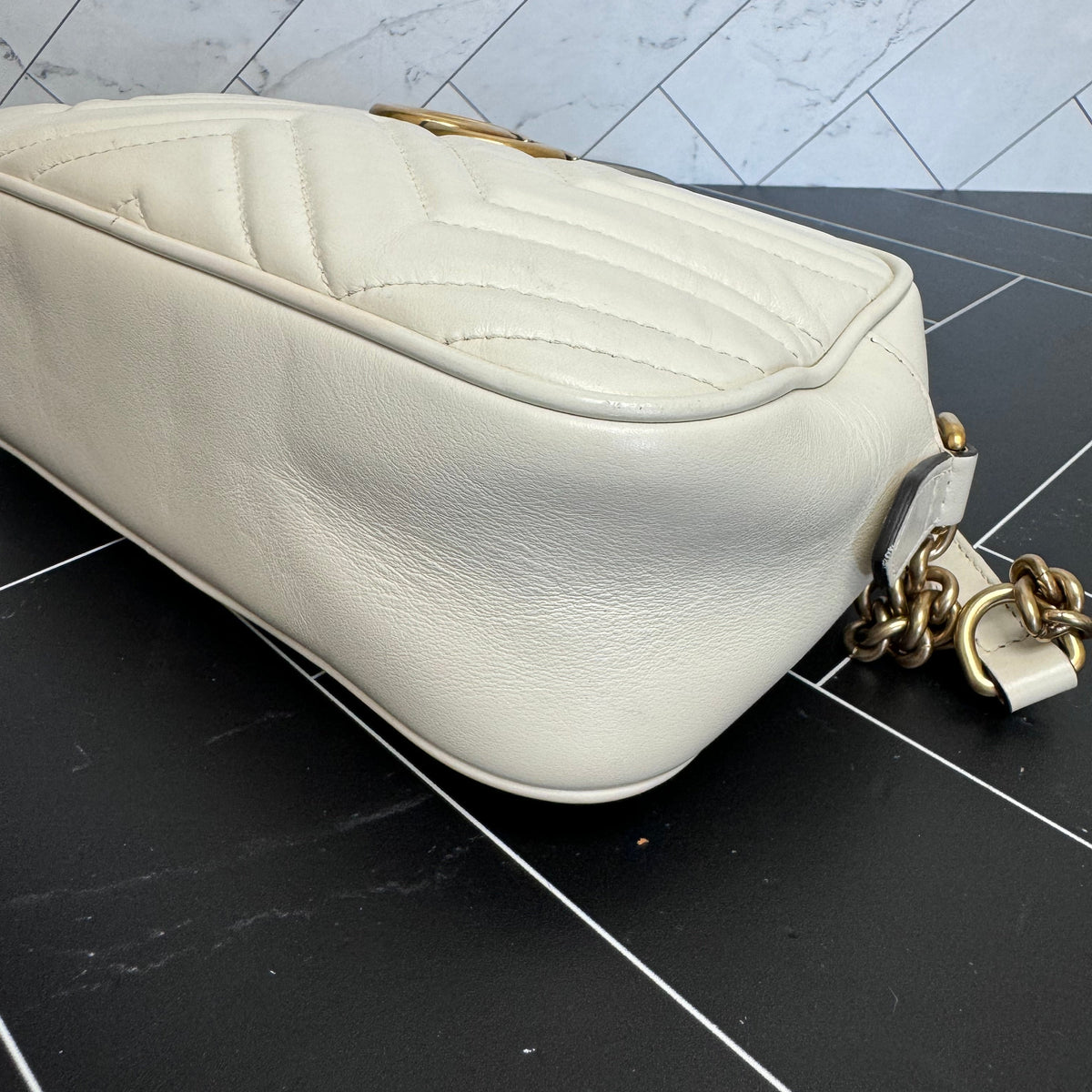 Gucci White Marmont Crossbody