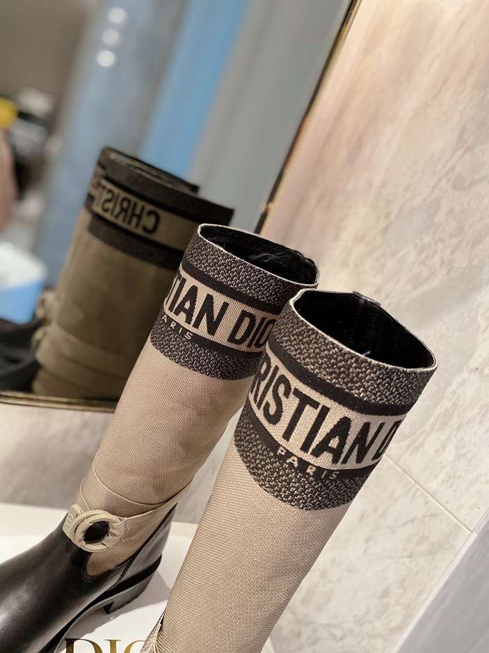 DD D MAJOR BOOT FABRIC AND CALFSKIN IN TAUPE AND BLACK KCI611SI W S46X