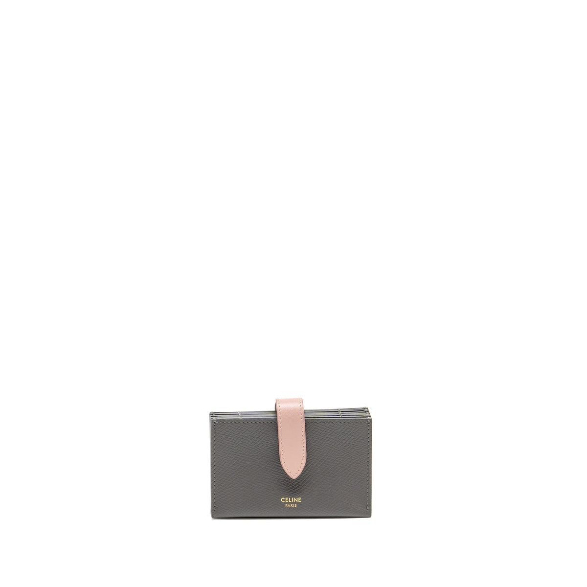 Celine Accordeon Card Holder Calfskin Pink/Grey GHW