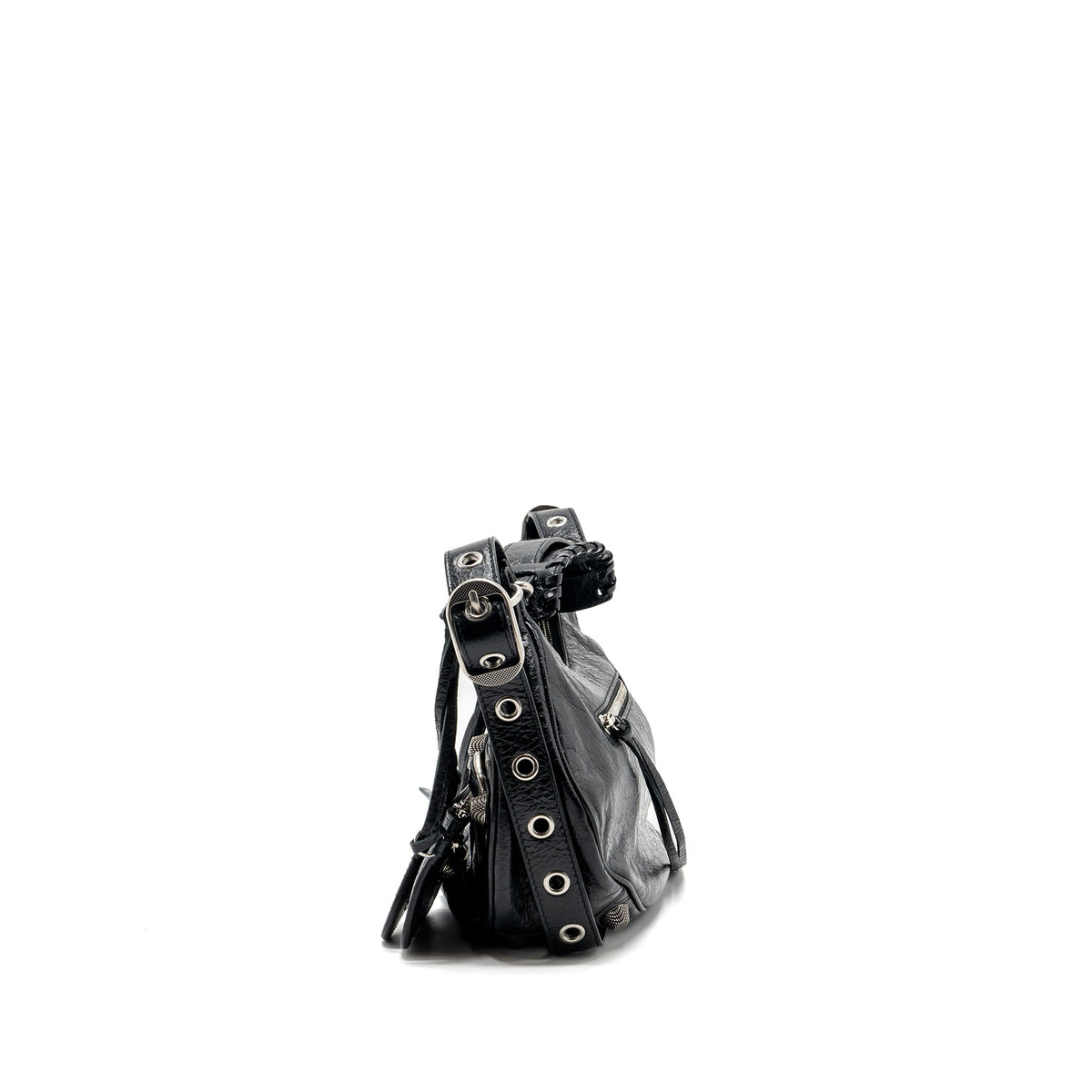 balenciaga Le Cargole Small Shoulder Bag Lambskin Black SHW