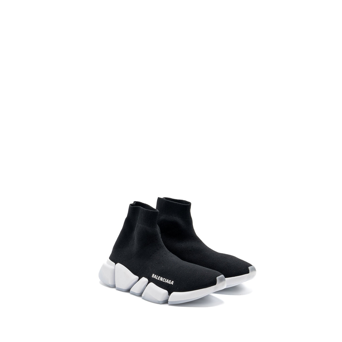 balenciaga Size 38 Speed 2.0 Recycled Knit Sneakers Black/White