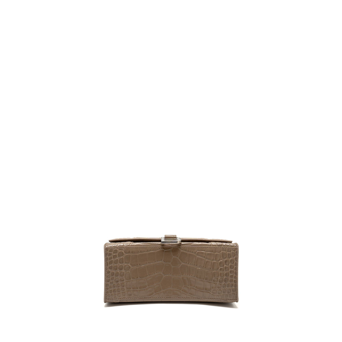 balenciaga Small Hourglass Bag Croc-Embossed Calfskin Dark Beige SHW