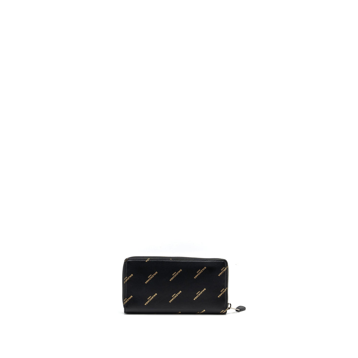balenciaga Logo Long Zip Wallet Calfskin Black SHW
