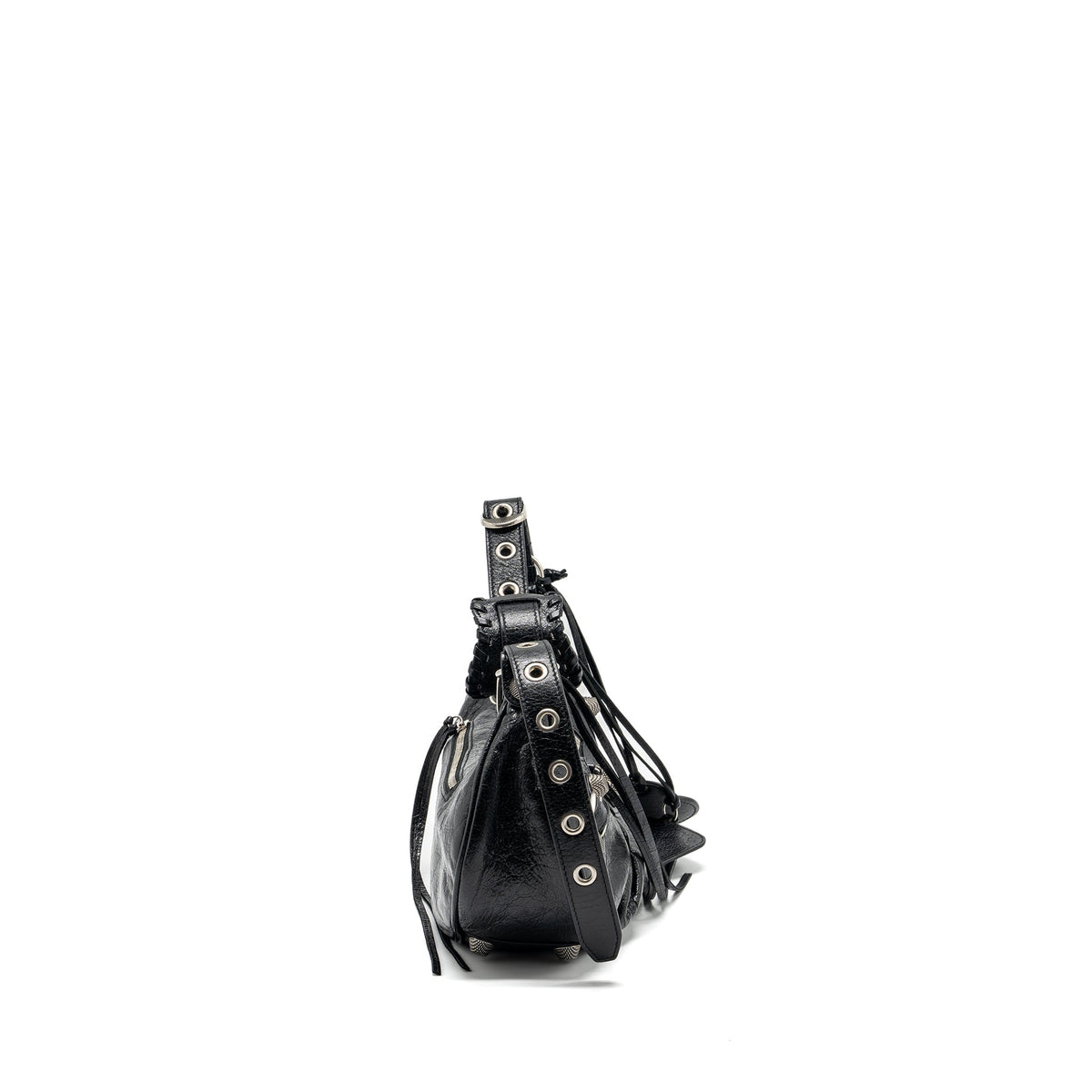 balenciaga Le Cargole Small Shoulder Bag Lambskin Black SHW