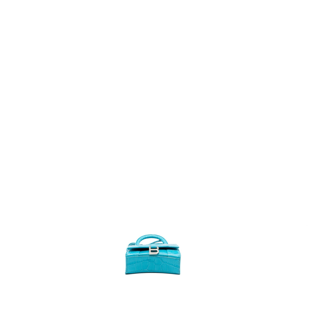 balenciaga Mini Hourglass embossed calfskin blue SHW