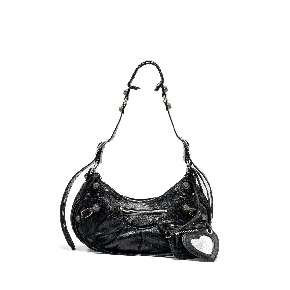 balenciaga Le Cargole Small Shoulder Bag Lambskin Black SHW