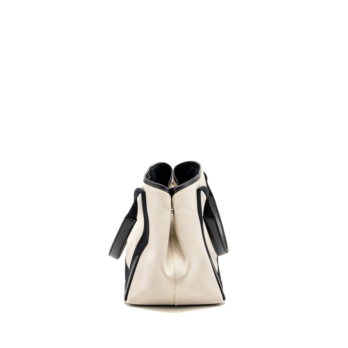 balenciaga Cabas Tote Bag Canvas/Calfskin Natural/Black SHW