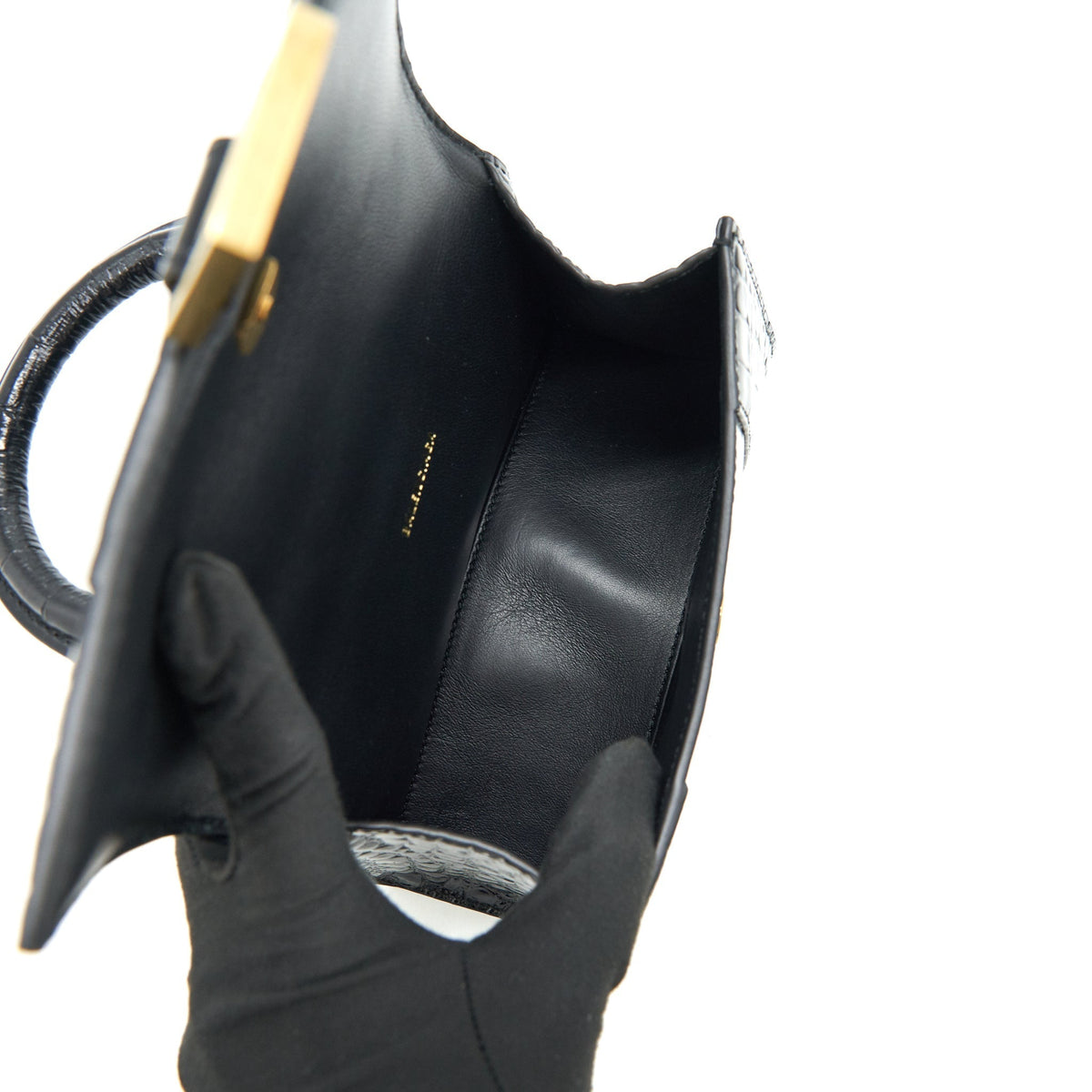 balenciaga Hourglass XS Embossed calfksin black GHW