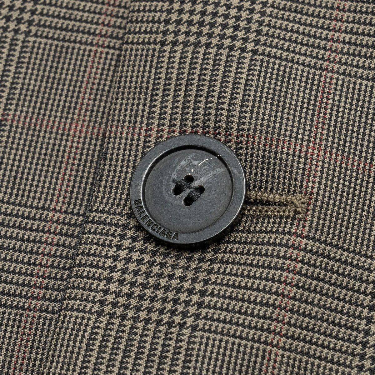 balenciaga Size 42 Checked Single-Breasted Blazer Wool Dark Grey