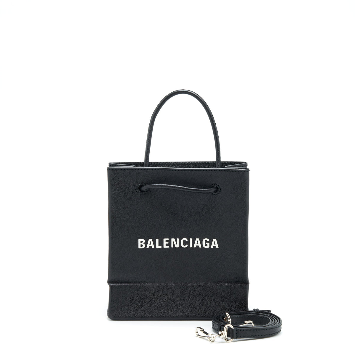 balenciaga Top Handle Shopping Tote Bag Calfskin Black SHW