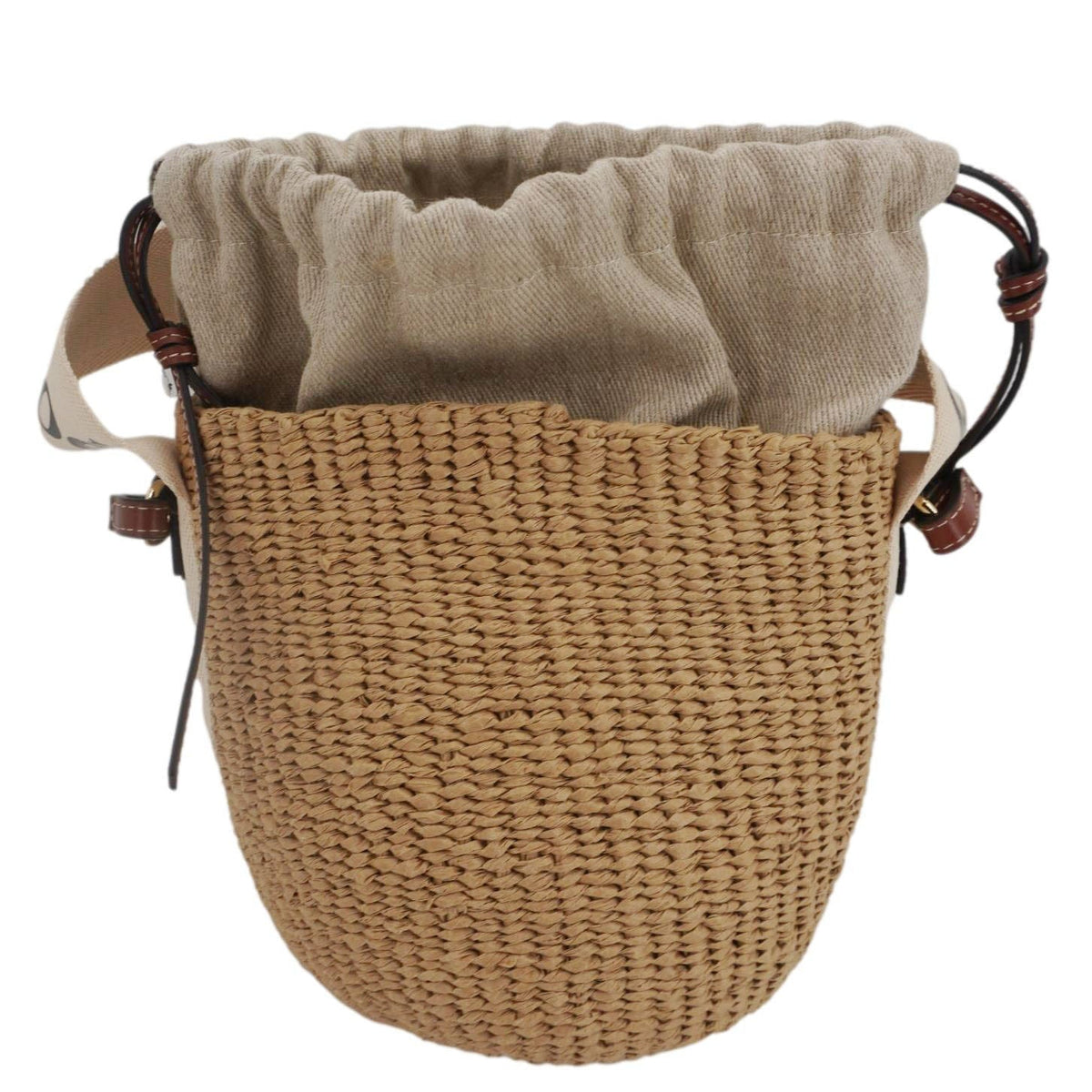Chloe Woody Raffia Basket Tote Bag Brown