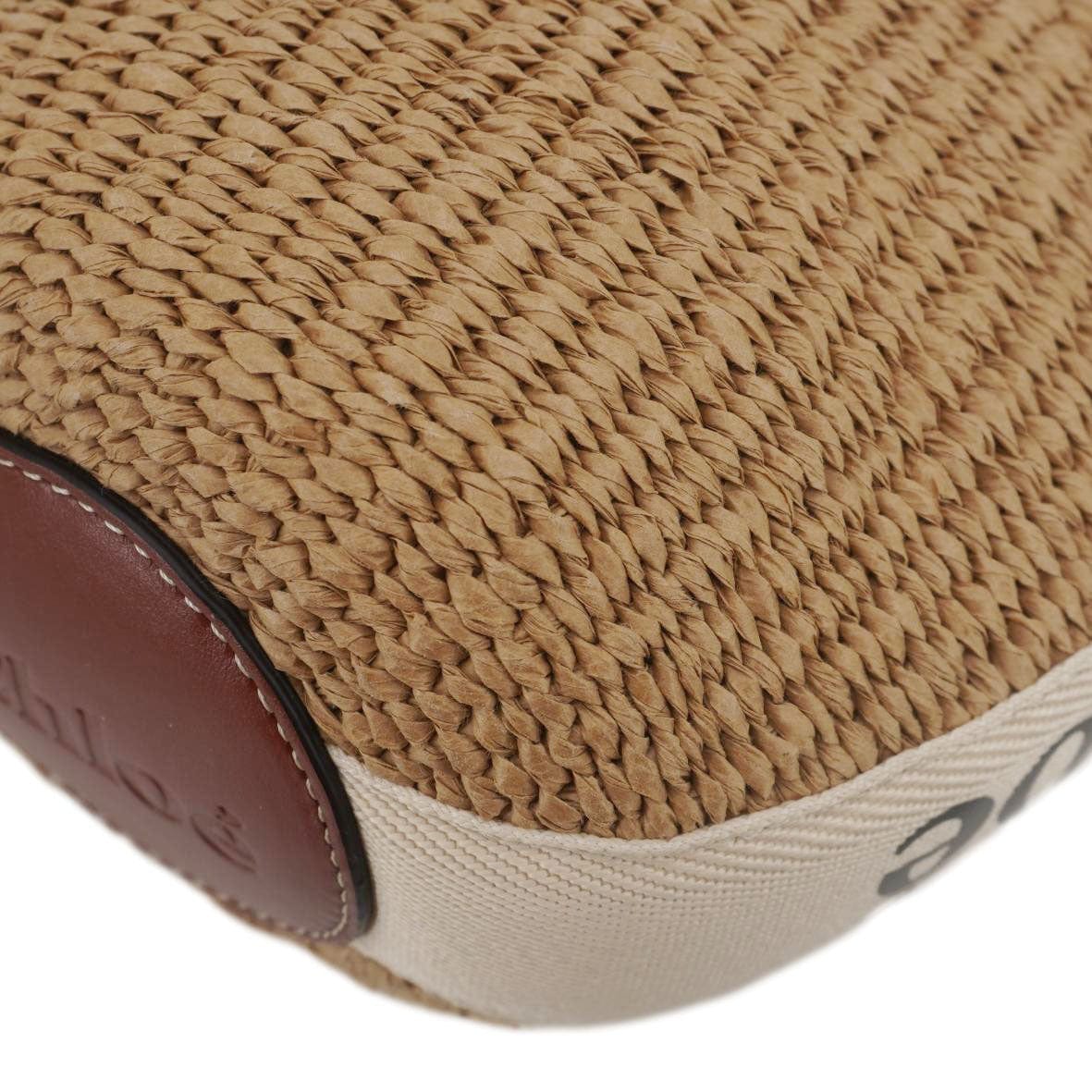 Chloe Woody Raffia Basket Tote Bag Brown