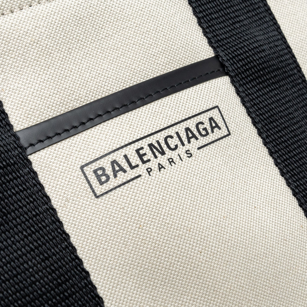 balenciaga Small Tote Bag Canvas/ Leather Black/White GHW