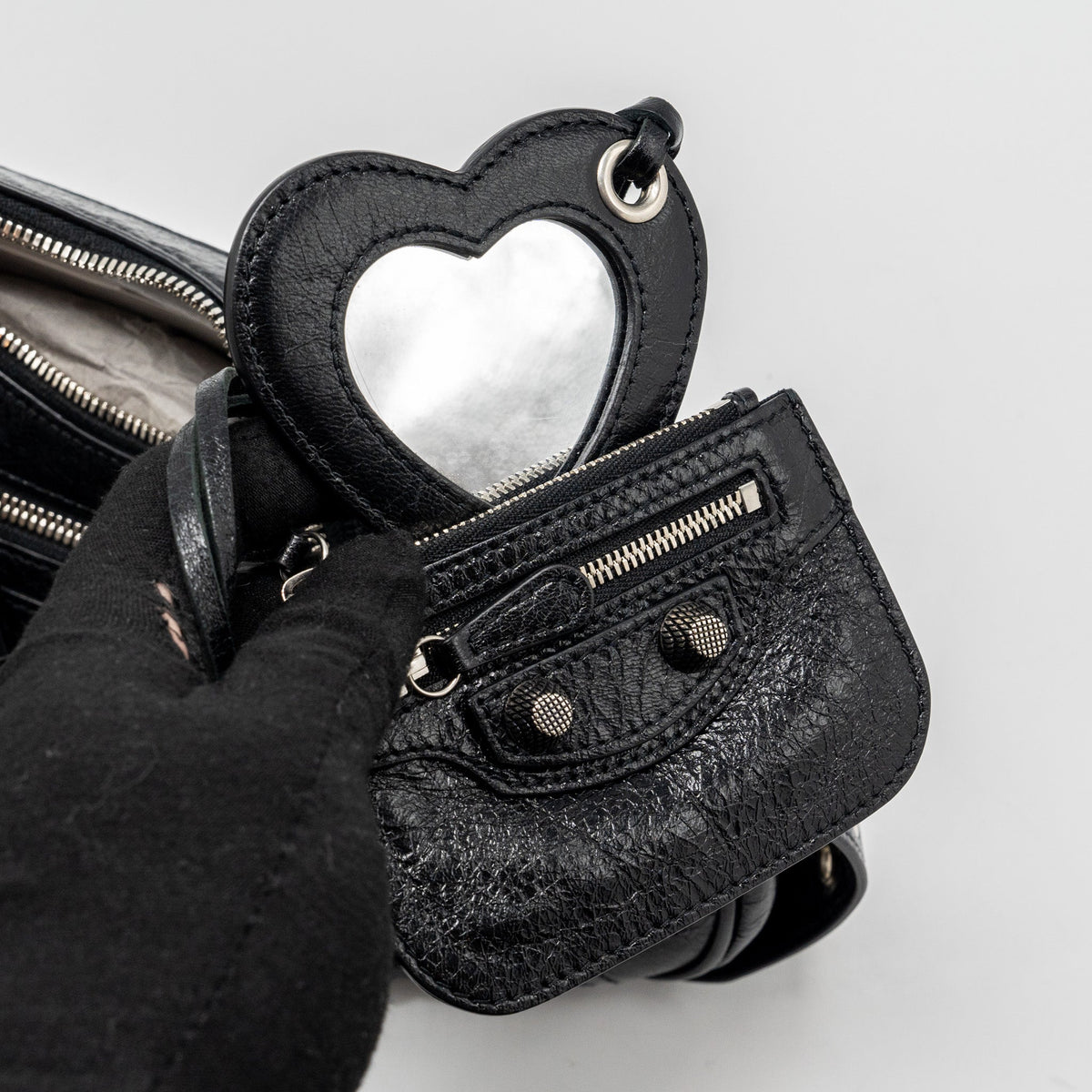 balenciaga Le Cargole Small Shoulder Bag Lambskin Black SHW