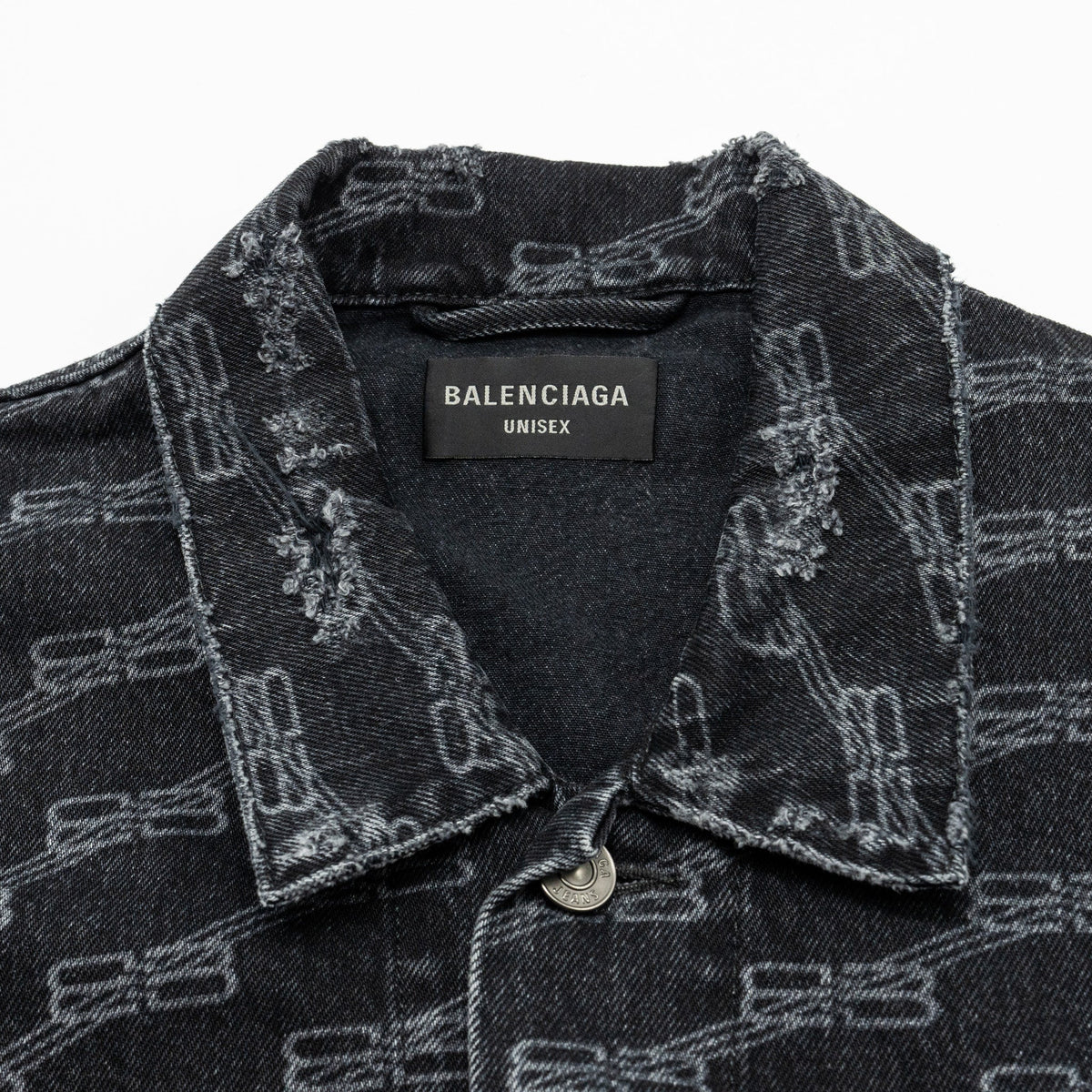 balenciaga size XS oversized logo-print denim jacket black