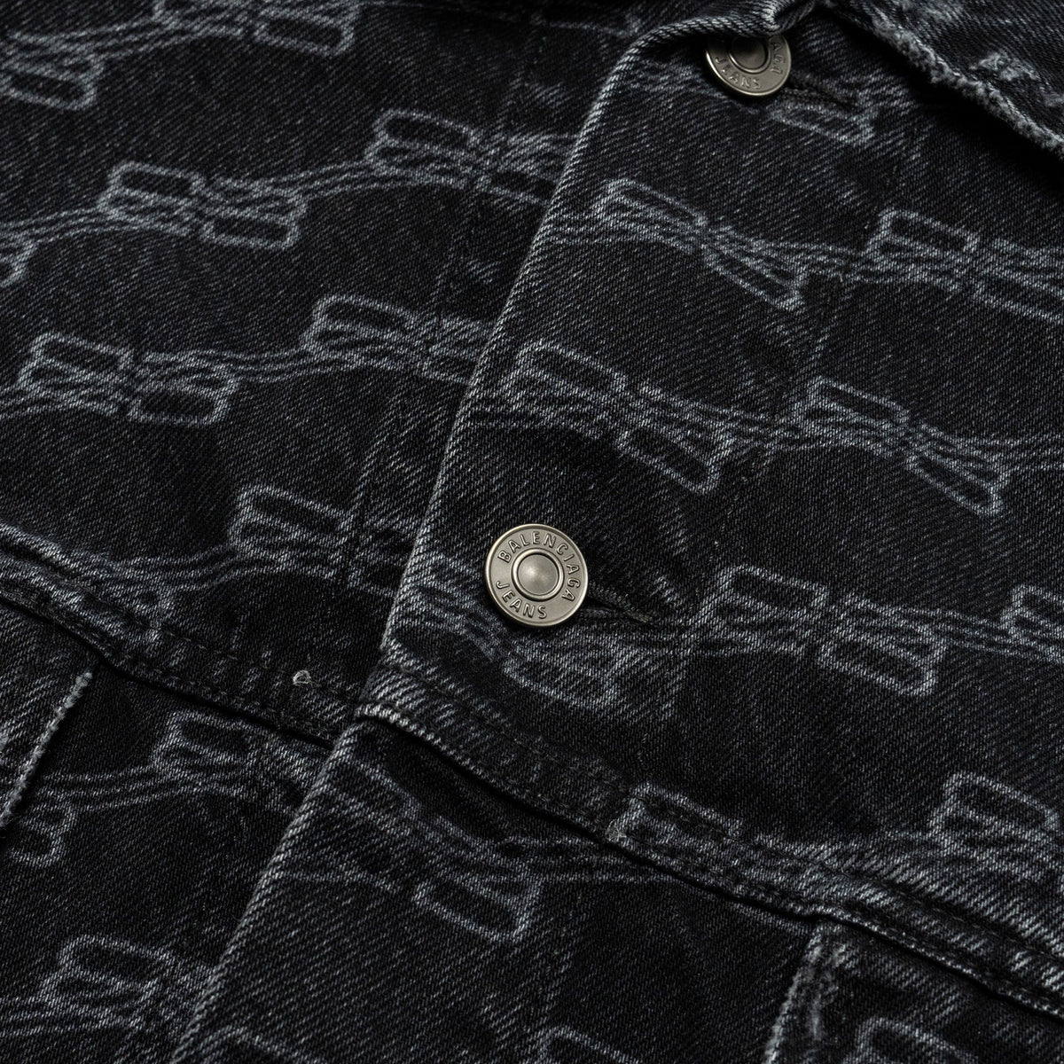 balenciaga size XS oversized logo-print denim jacket black