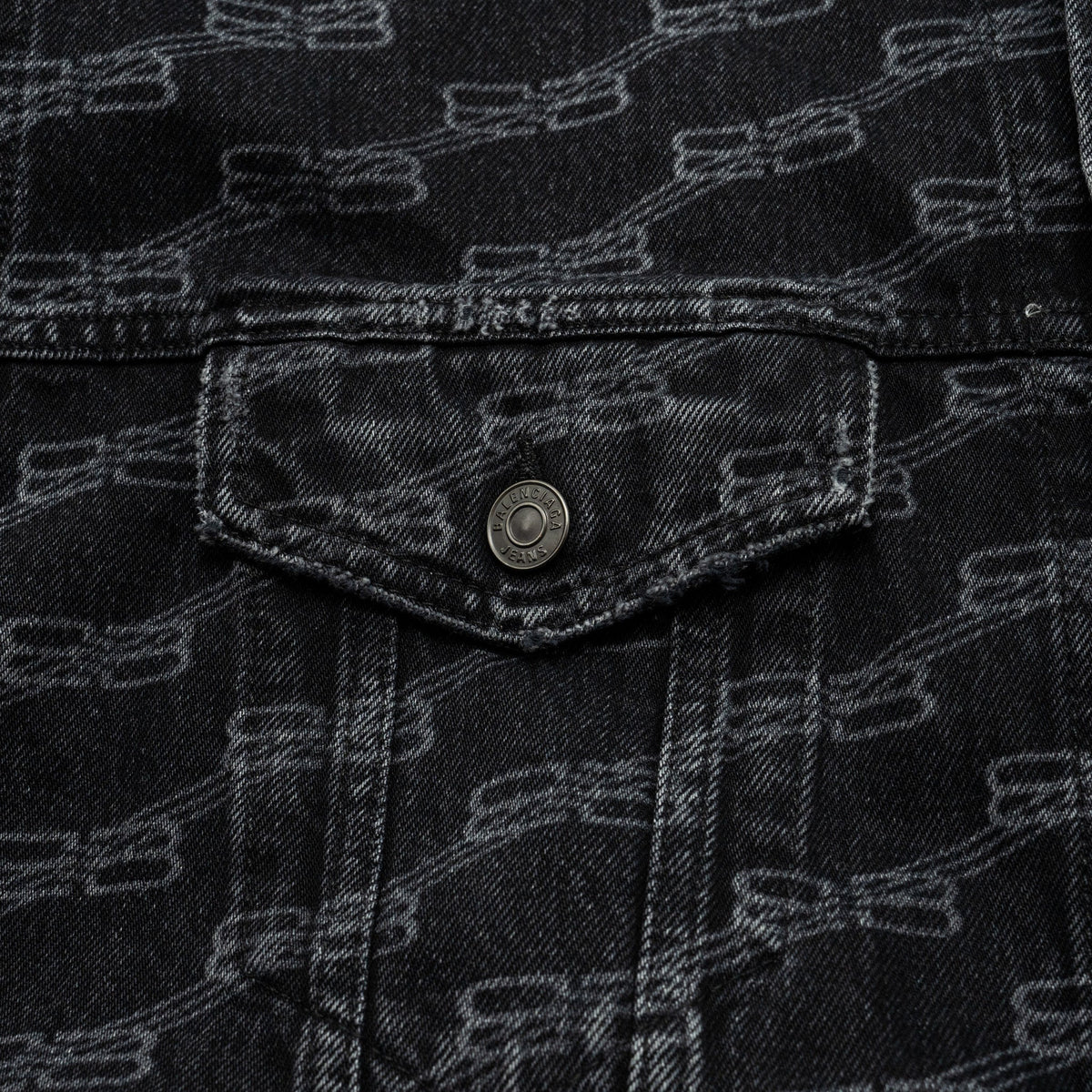 balenciaga size XS oversized logo-print denim jacket black