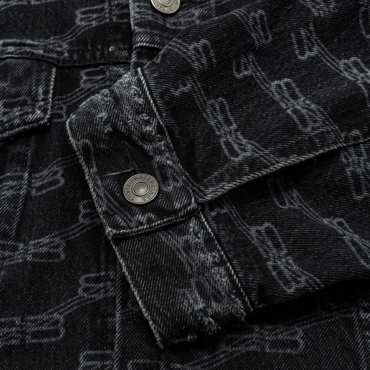 balenciaga size XS oversized logo-print denim jacket black