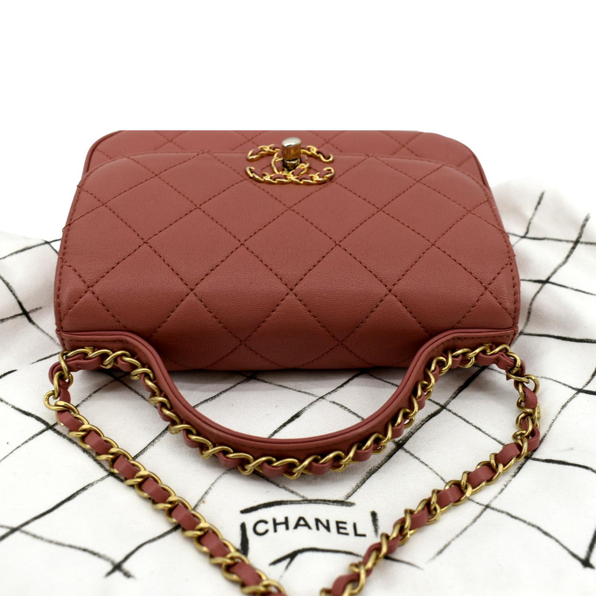Chanel Infinity Chain Quilted Leather Crossbody Bag Pink