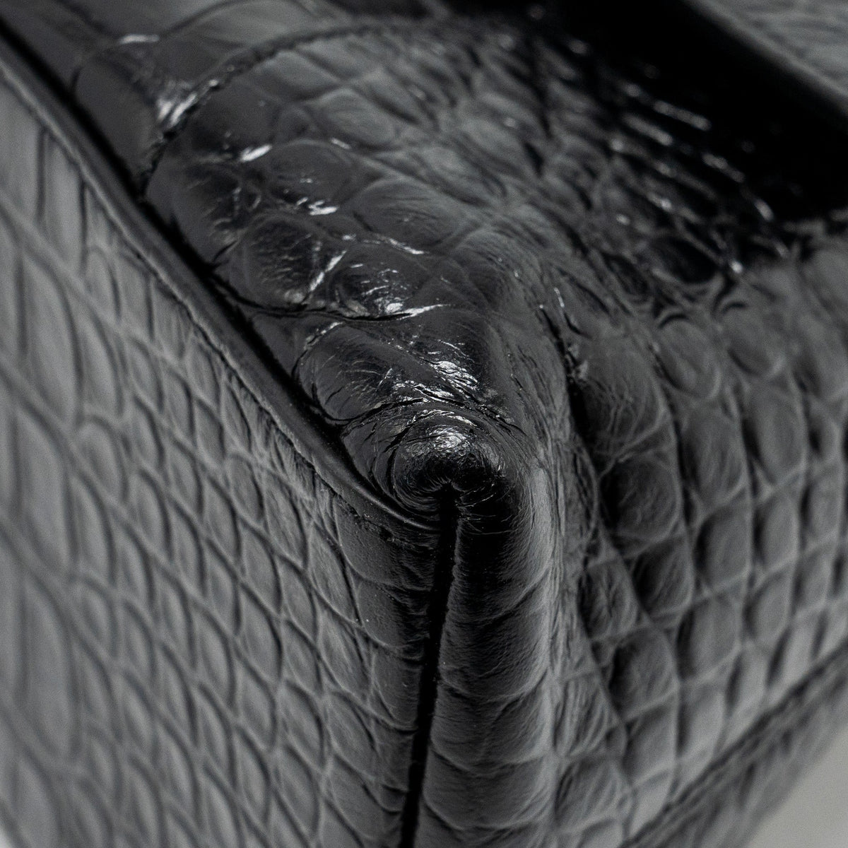 balenciaga Limited Edition Downtown Small Shoulder Bag Croc-Embossed Calfskin Black with Black Hardware