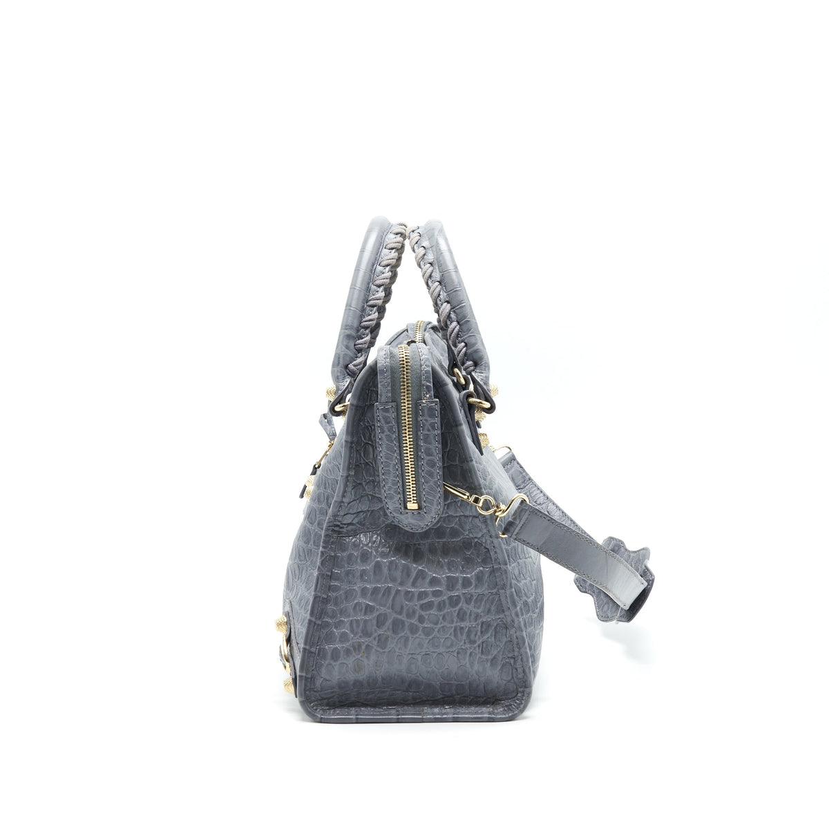 balenciaga Medium Embossed Calfskin Bag in Grey SHW