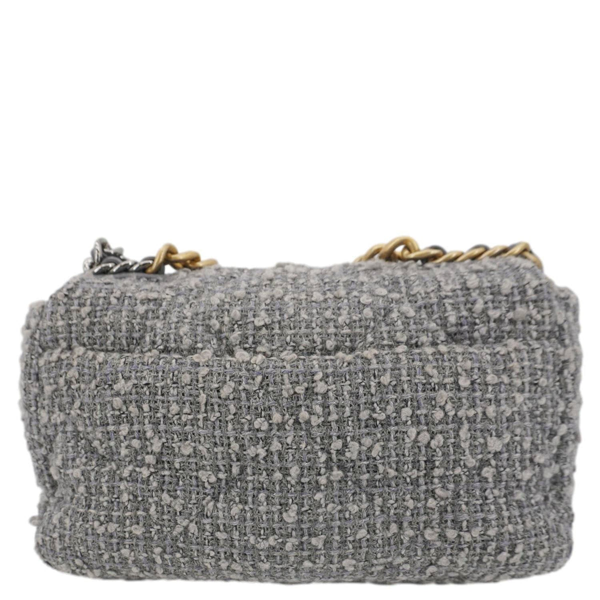 Chanel 19 Flap Medium Quilted Tweed Shoulder Bag Gray
