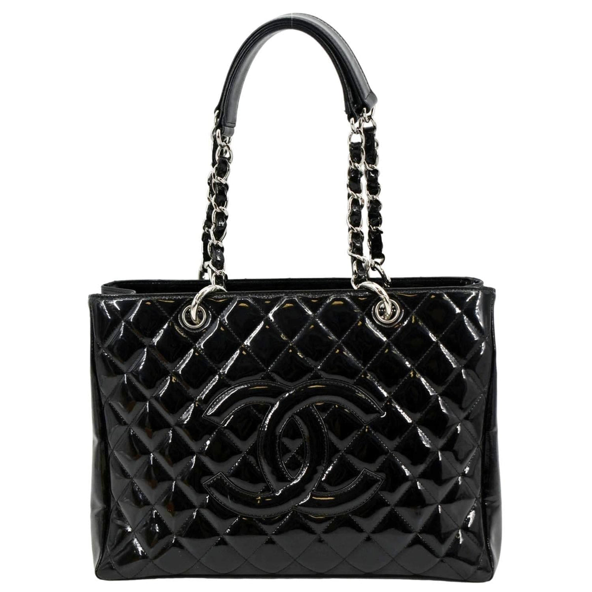 Chanel Grand Shopping Patent Leather GST Tote Bag Black