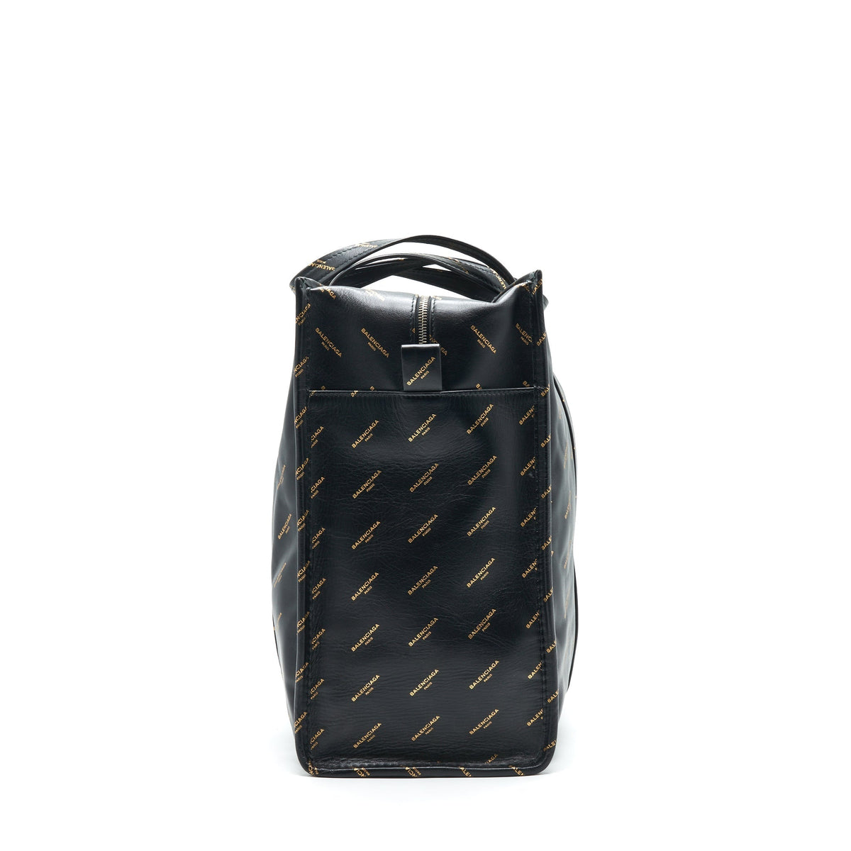 balenciaga Logo Printed Bazar Shopper M Leather Bag