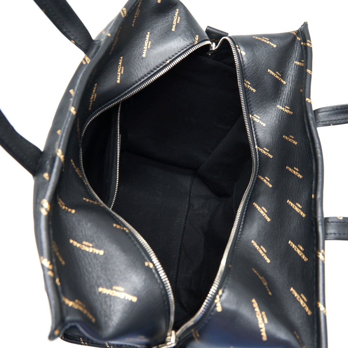 balenciaga Logo Printed Bazar Shopper M Leather Bag