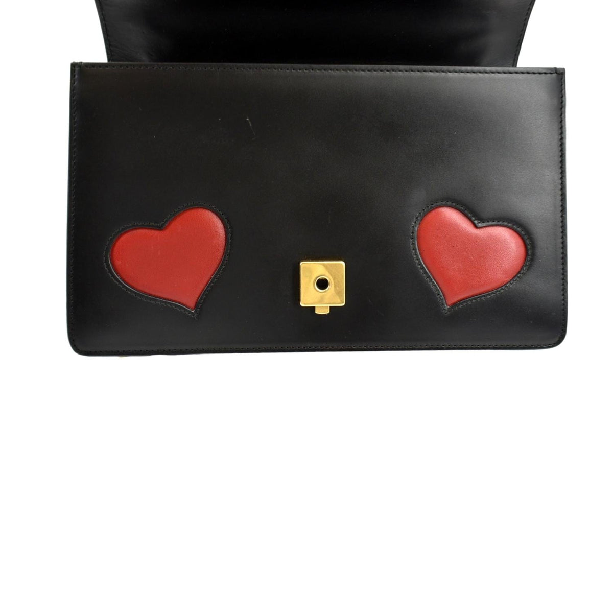 GUCCI Knight Malaga Kid Heart Medium Leather Crossbody Bag Black 431777