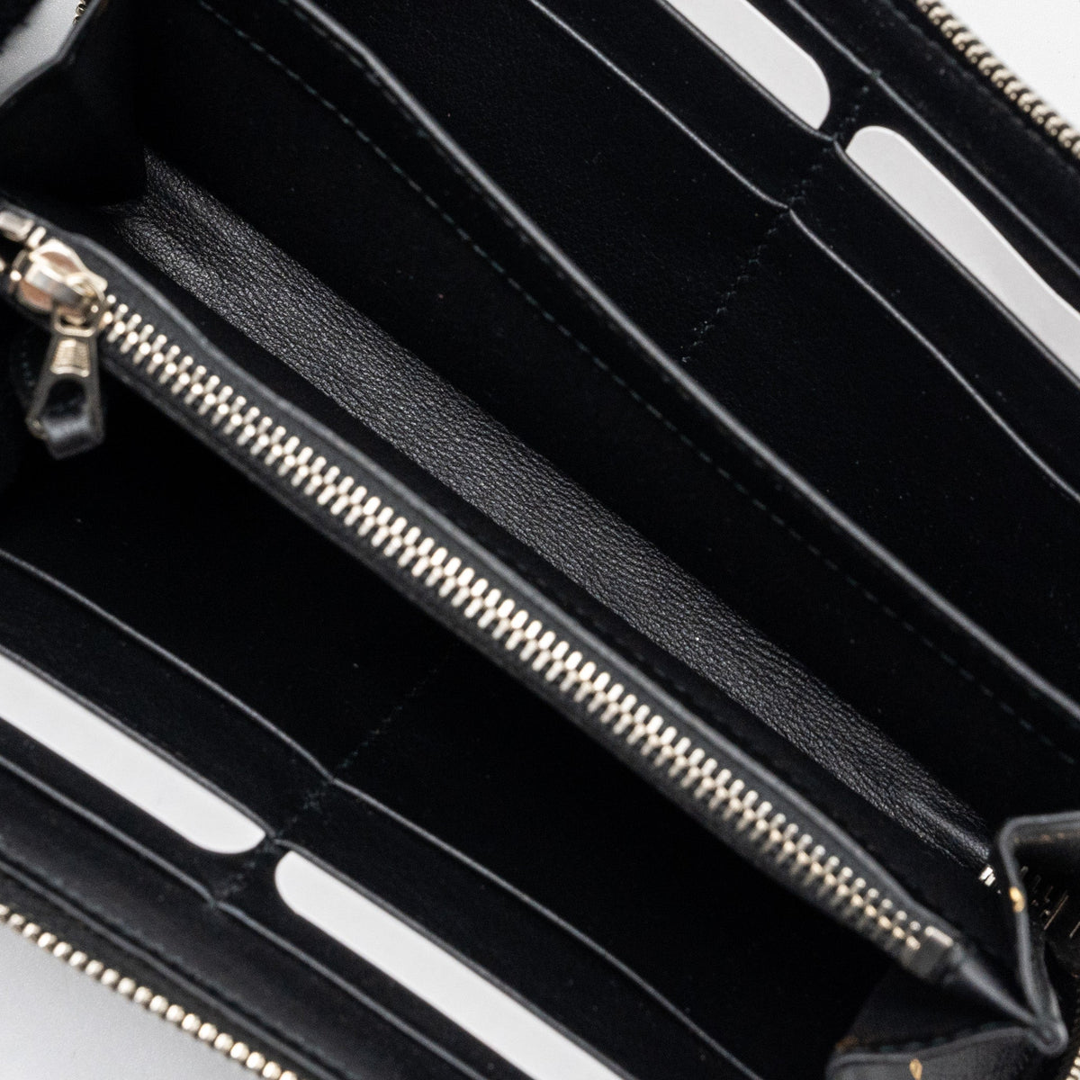 balenciaga Logo Long Zip Wallet Calfskin Black SHW