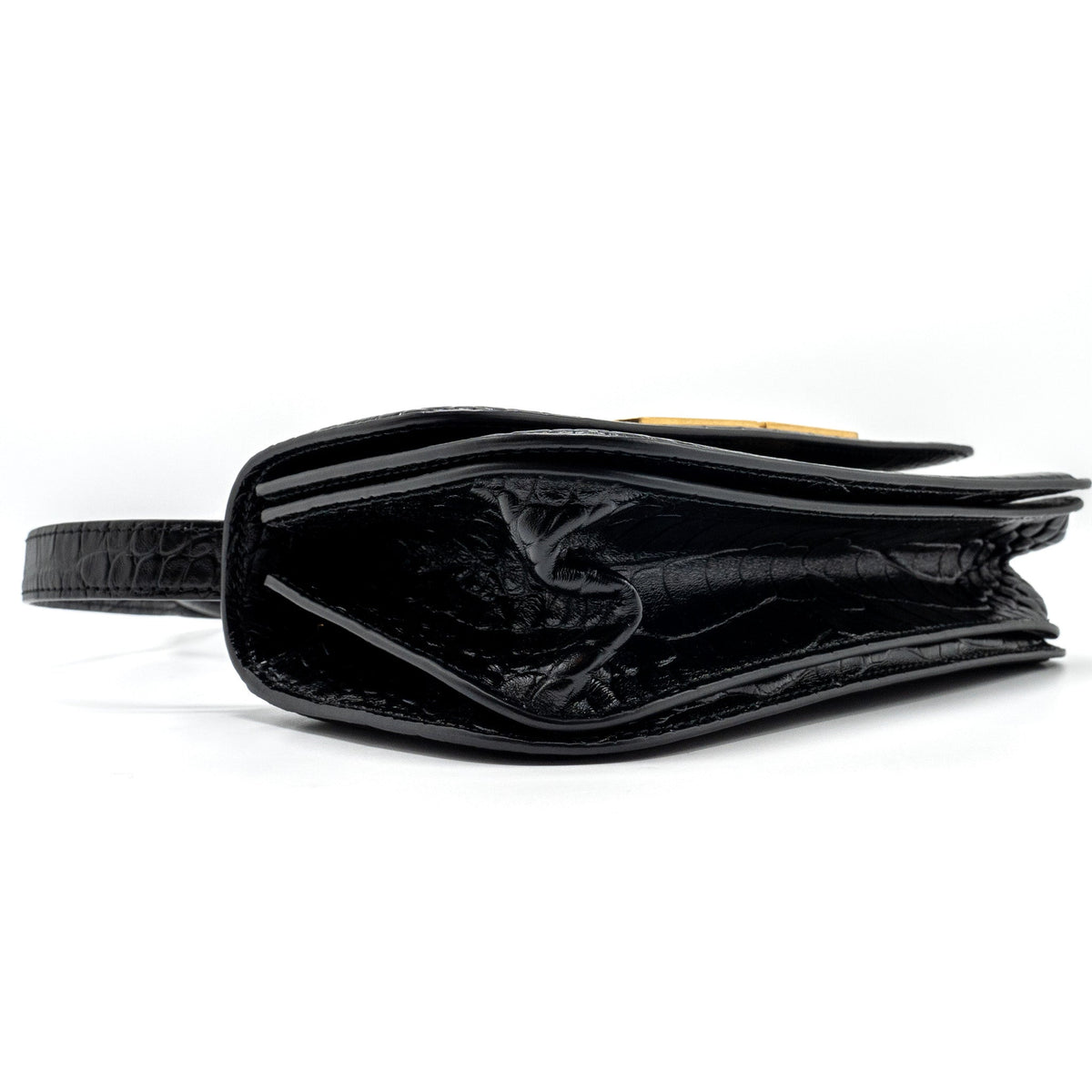balenciaga Gossip shoulder bag croc-embossed calfskin black GHW