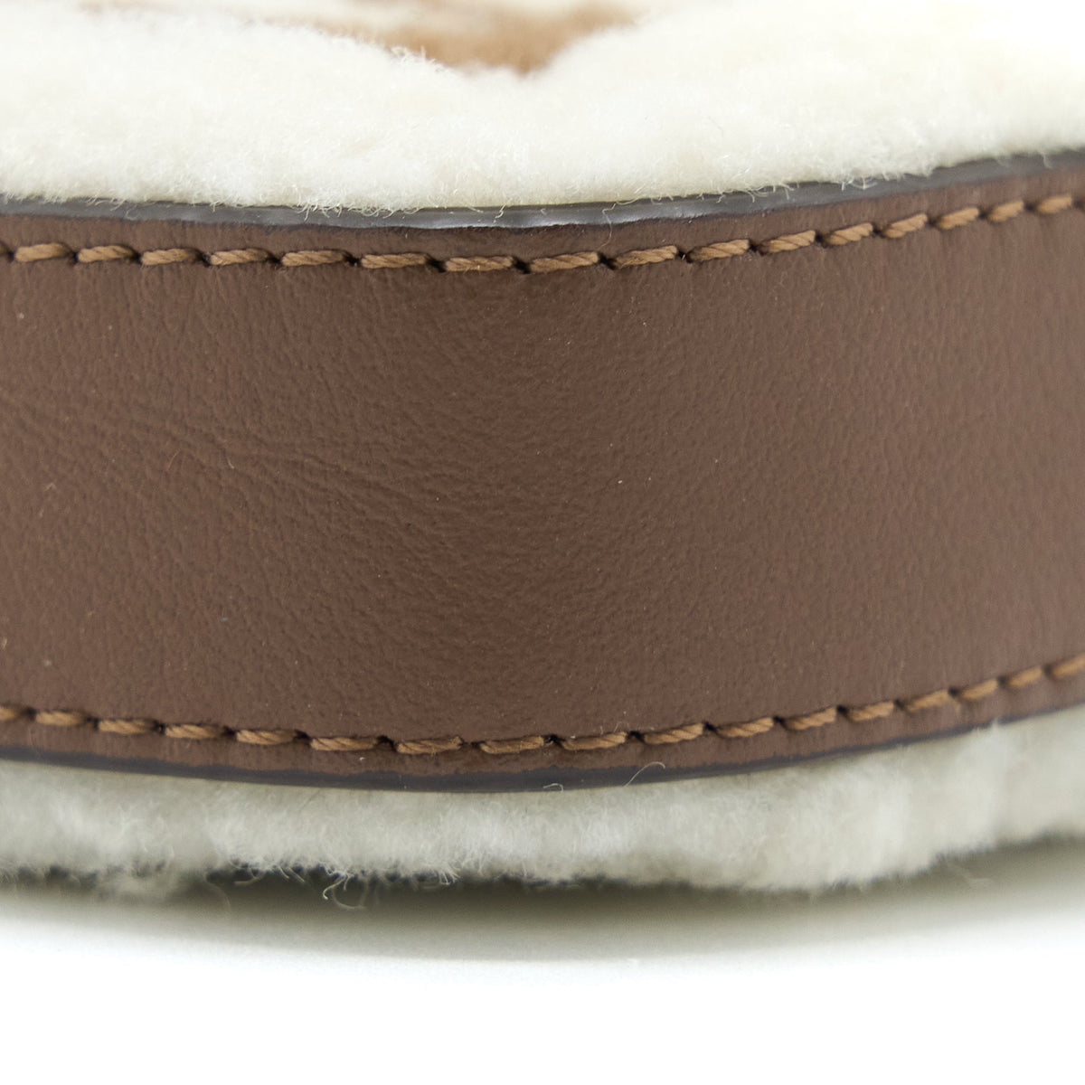 Top quality Fendi Zippy Colin Purse Bag Charm Shearling White/Brown SHW