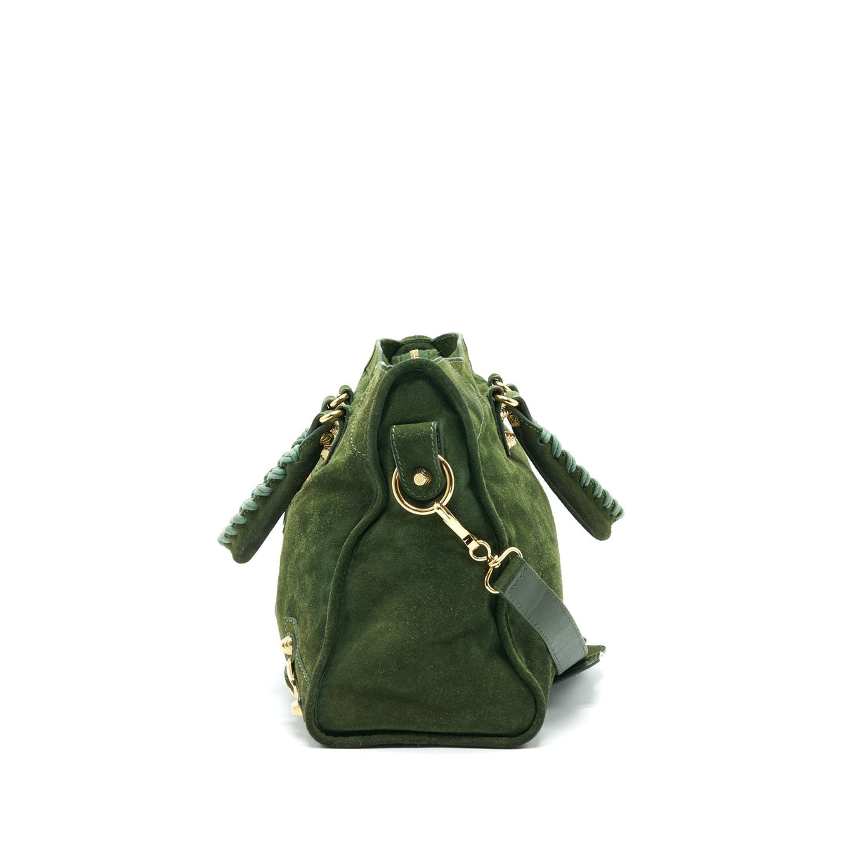 balenciaga GIANT CITY BAG IN SUEDE GREEN GHW