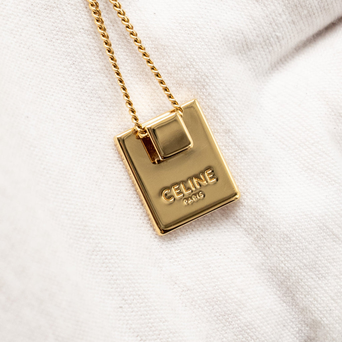 Celine Alphabet C Necklace In Brass Gold Tone