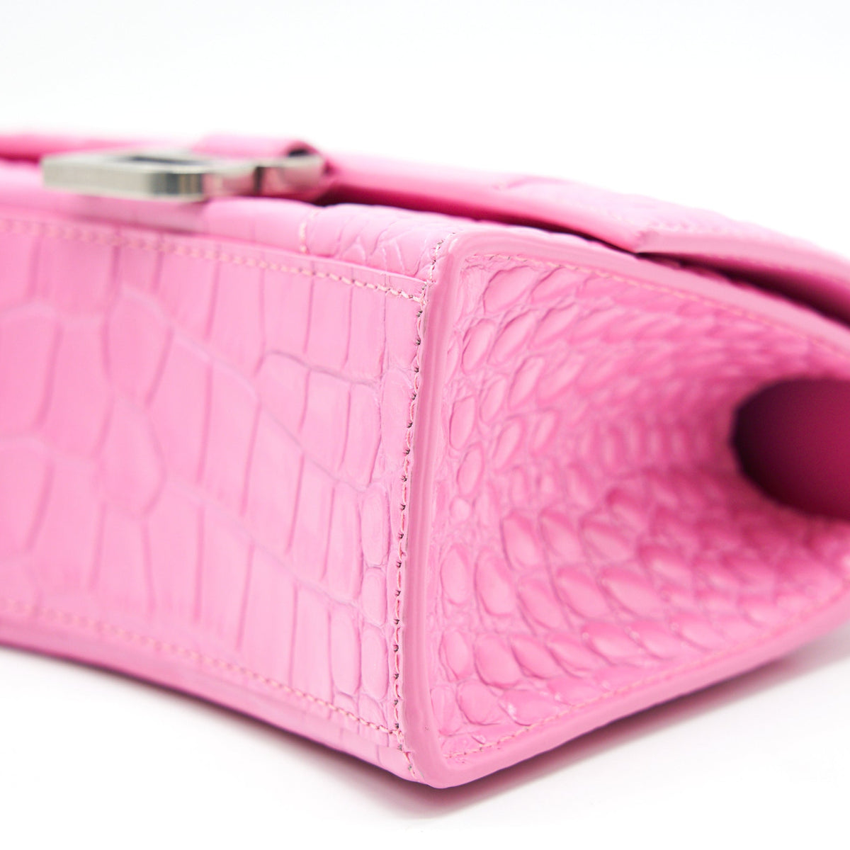 balenciaga Hourglass XS croc-effect leather Tote Pink