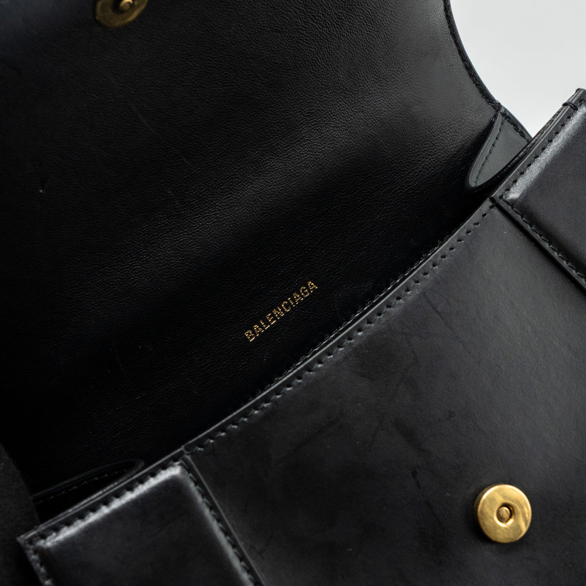 balenciaga small Hourglass bag calfskin black GHW