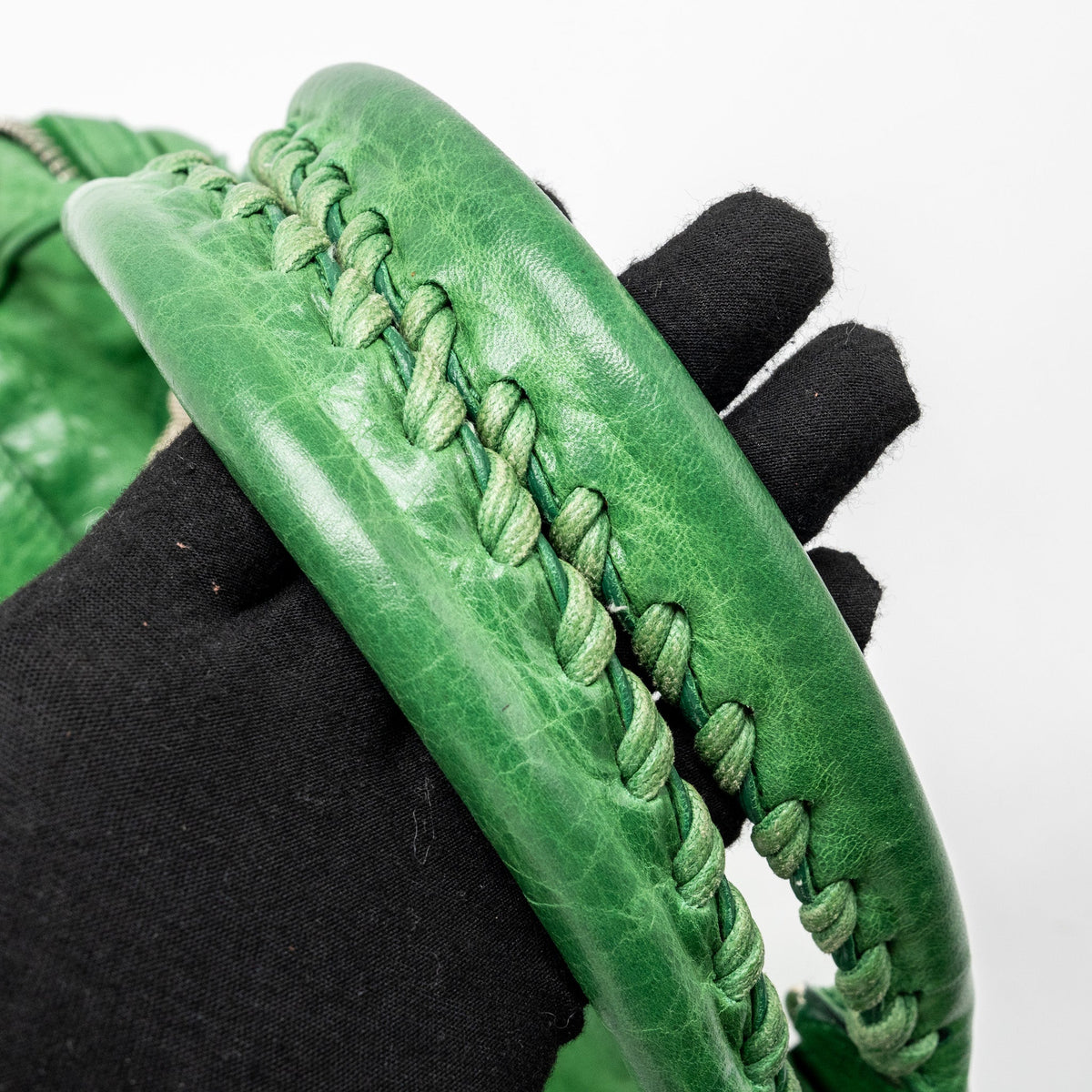 balenciaga zip handle bag green leather SHW
