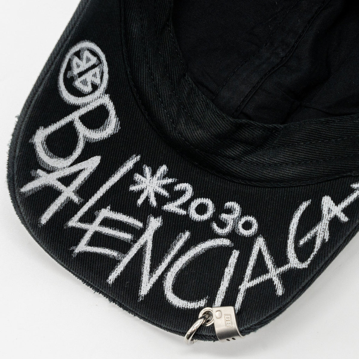 balenciaga L 2030 distressed piercing Cap Denim Grey