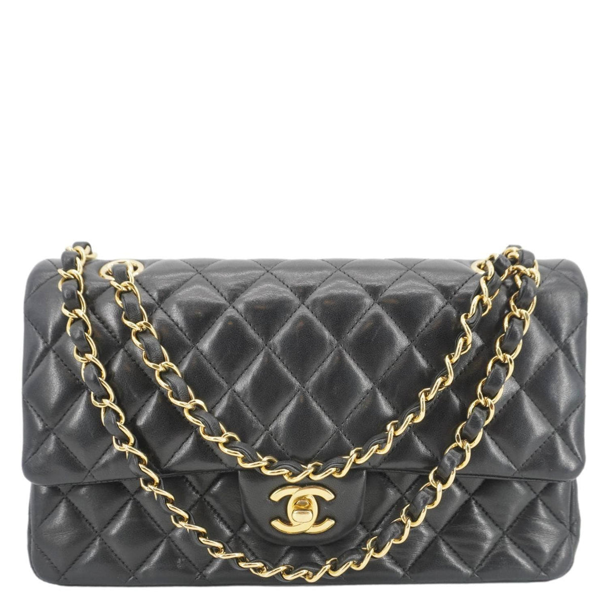 Chanel Classic Double Flap Quilted Leather Crossbody Bag Black