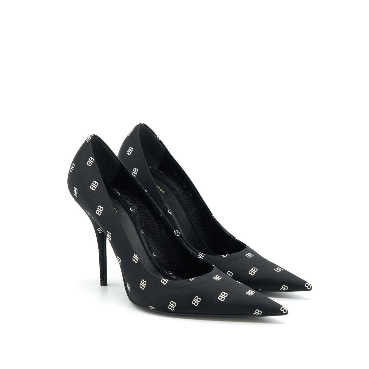 balenciaga Size 36 Satin BB Knife Heels Black