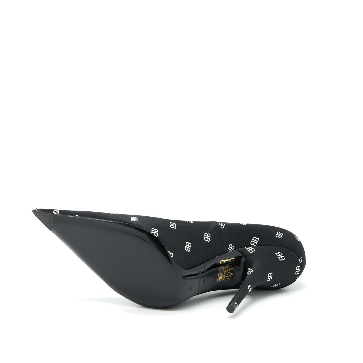 balenciaga Size 36 Satin BB Knife Heels Black