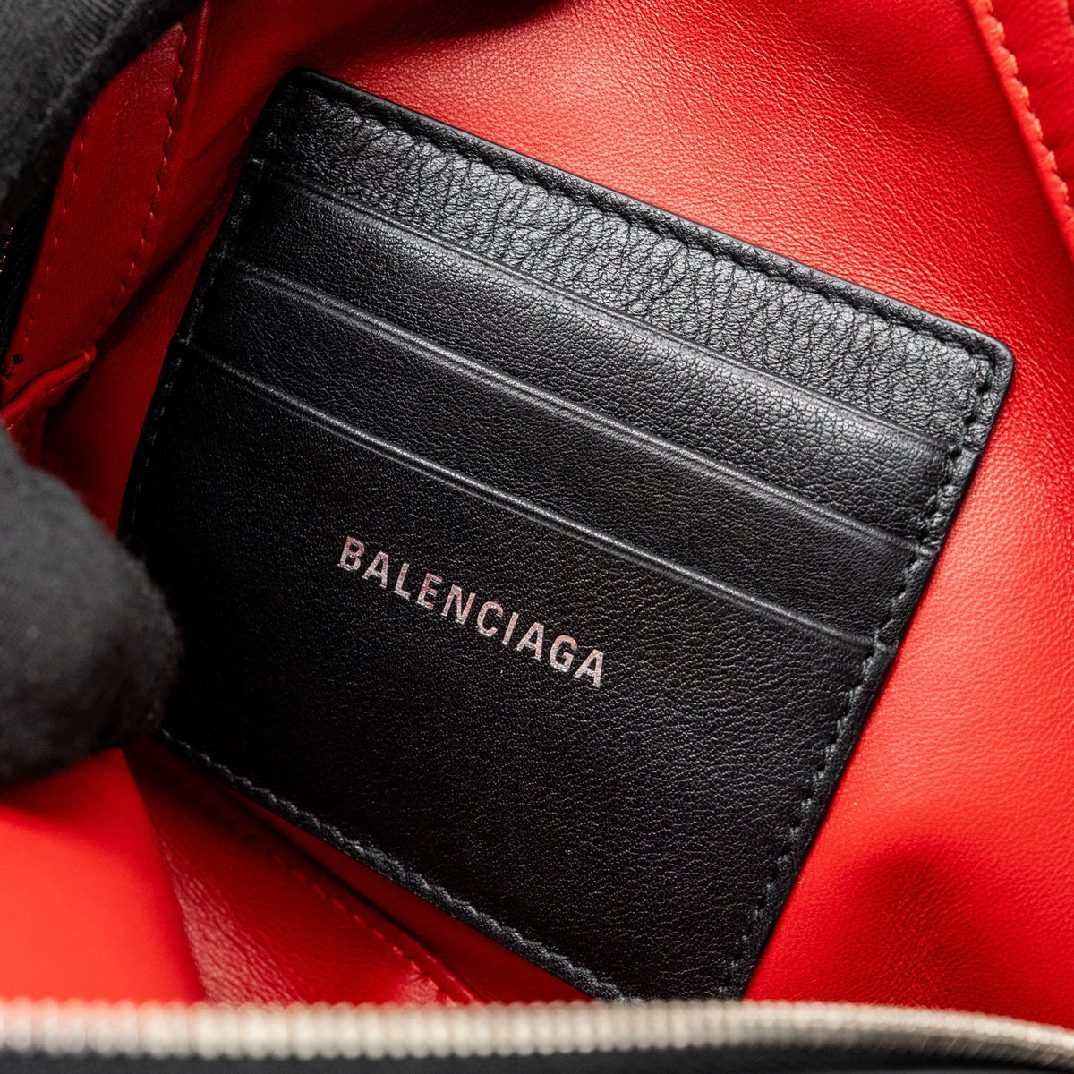 balenciaga triangle zip clutch calfskin black SHW