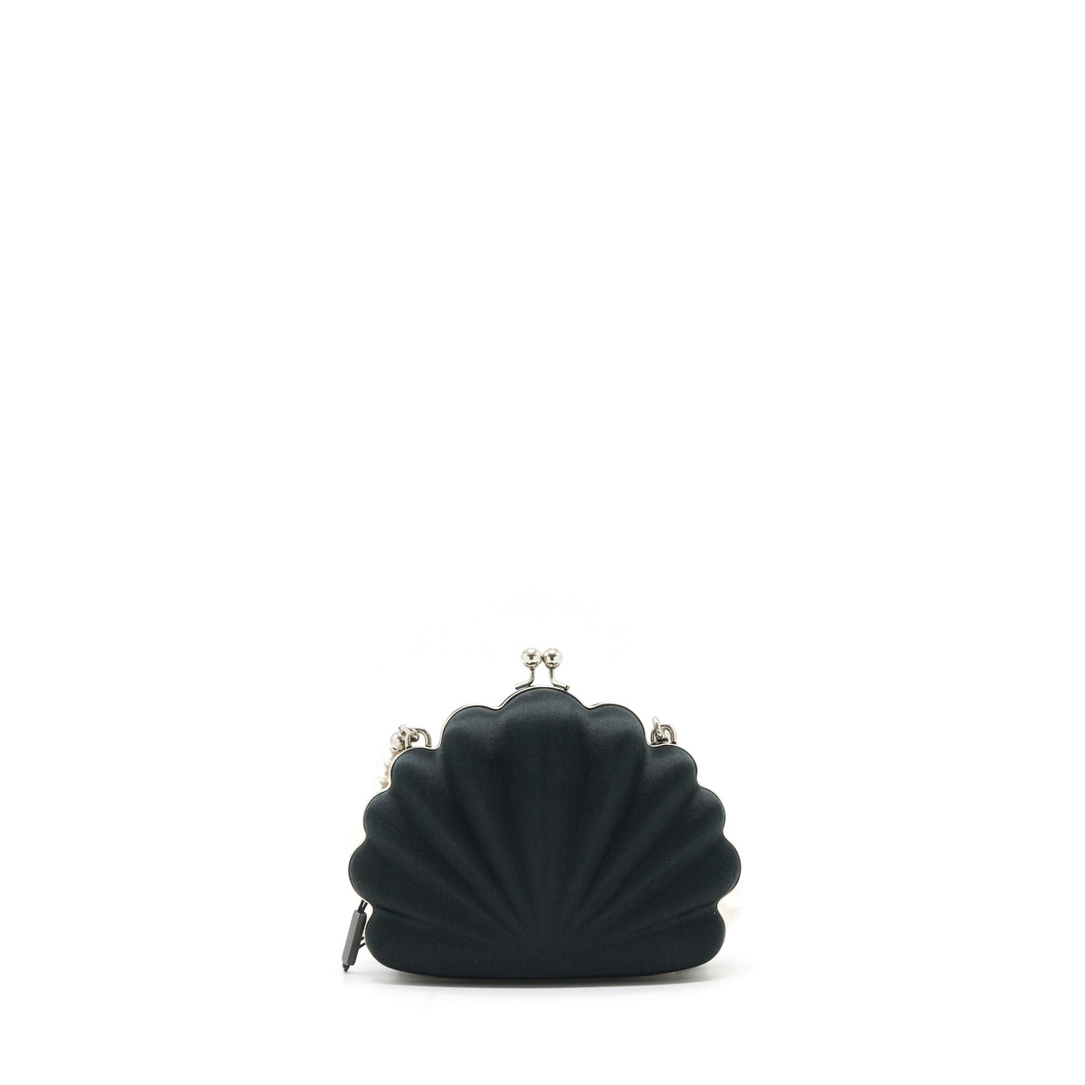 balenciaga Satin Beads Shell Clutch black SHW