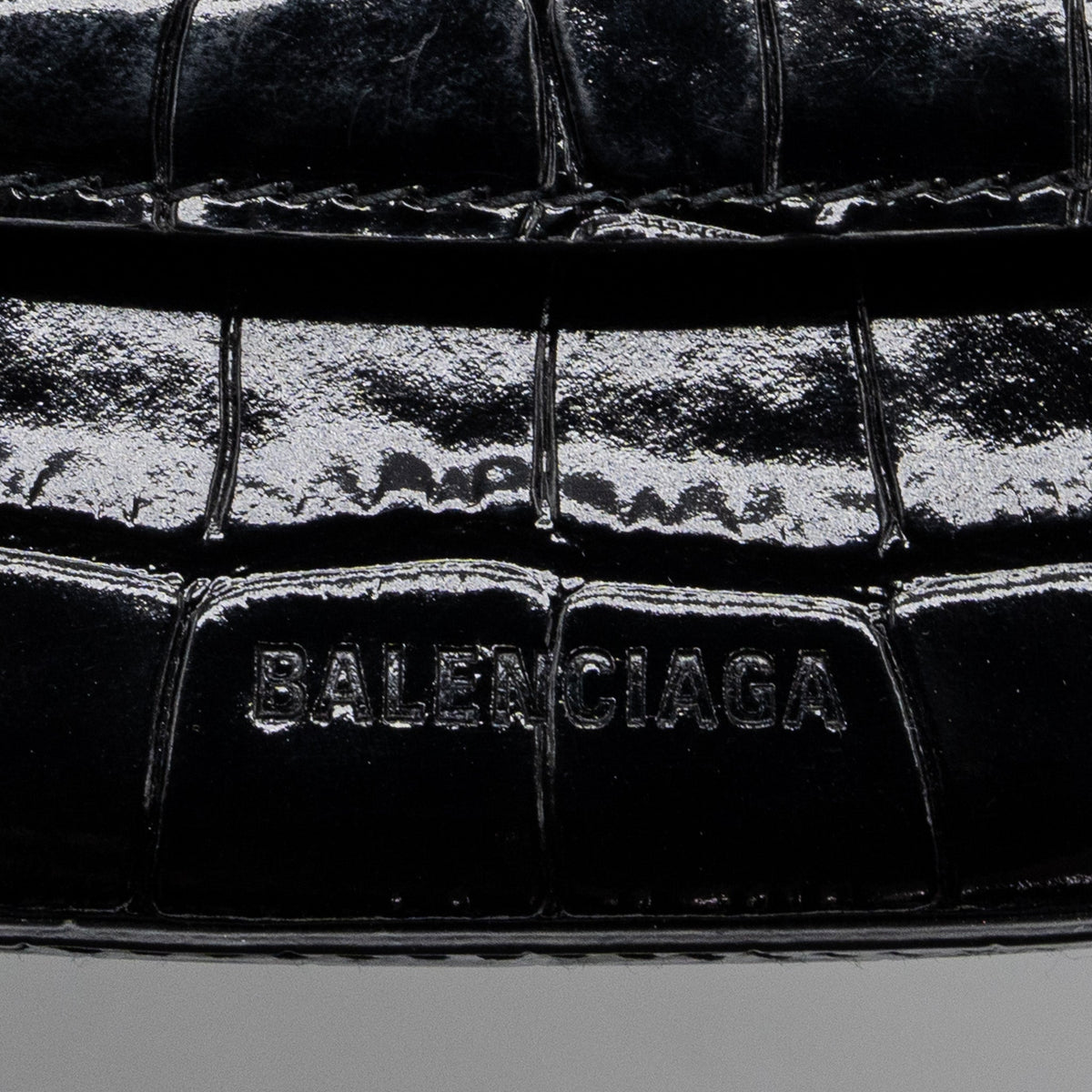 balenciaga Ghost Sling Bag Croc Embossed Leather Black GHW