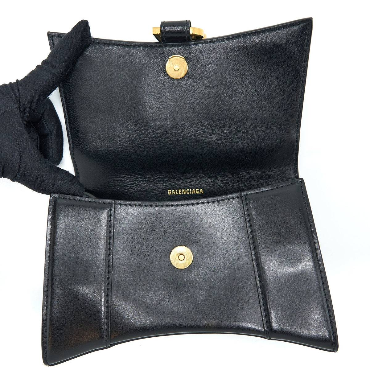 balenciaga Hourglass XS Calfskin Black GHW
